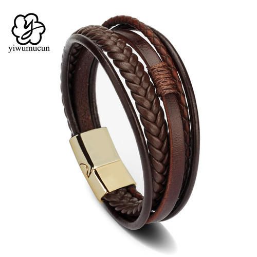 Trendy Leather Bracelets For Men Stainless Steel Bracelet 21CM - Image 5