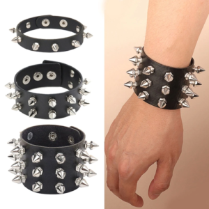 Punk Spike Rivet PU Leather Cuff Bracelet