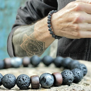 Unique Natural Lava Stone Bracelet for Men - 8mm Beads Healing Strand