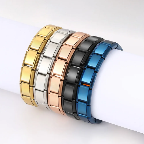 Trendy Square Italy Stainless Steel Bracelets For Women Men HipHop