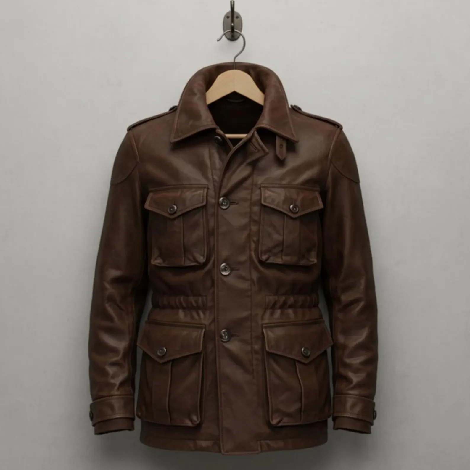 Men's Brown Leather Field Jacket – view 1