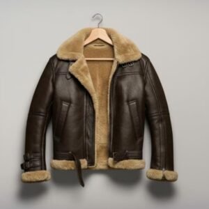 Men's Brown Shearling Leather Jacket – view 1