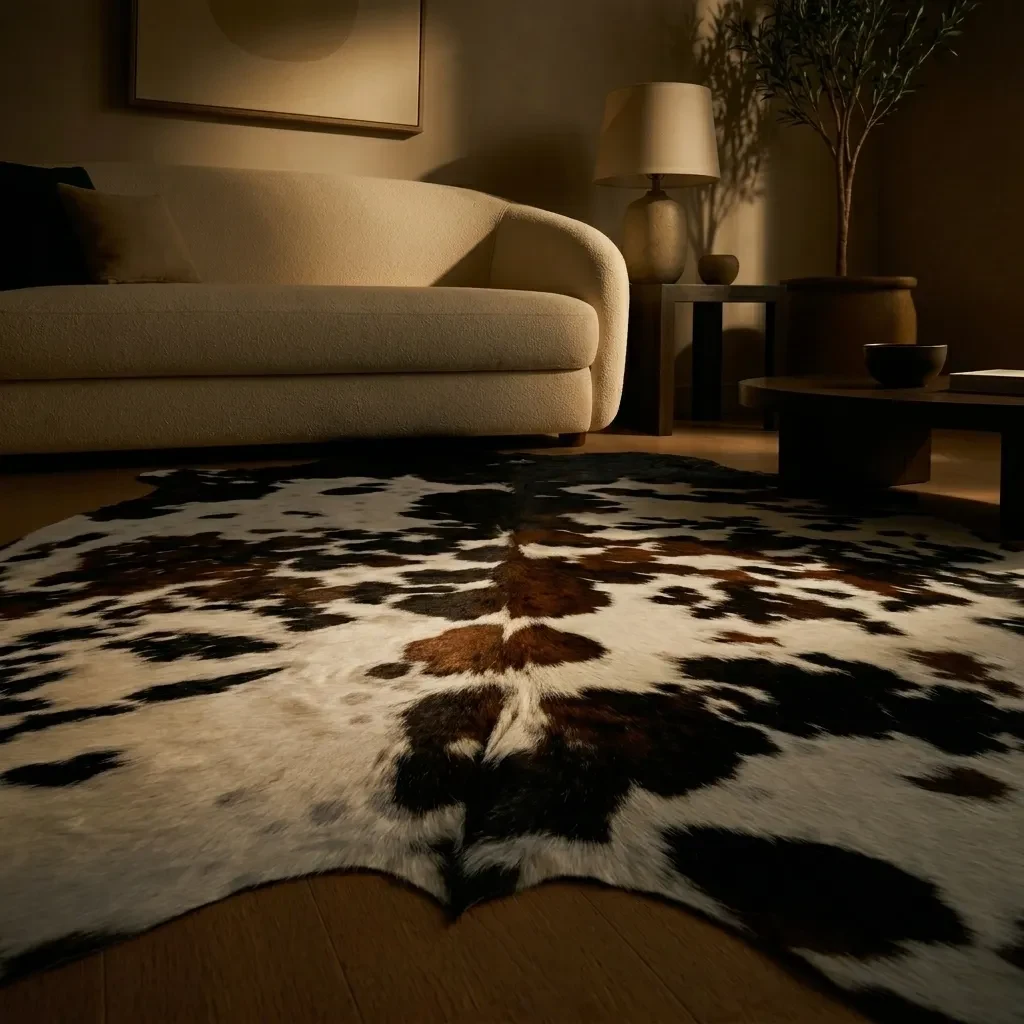 black & white cowhide rug genuine cow leather style 092 view 4
