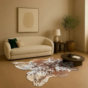 tan, brown & white cowhide rug genuine cow leather style 095 view 1