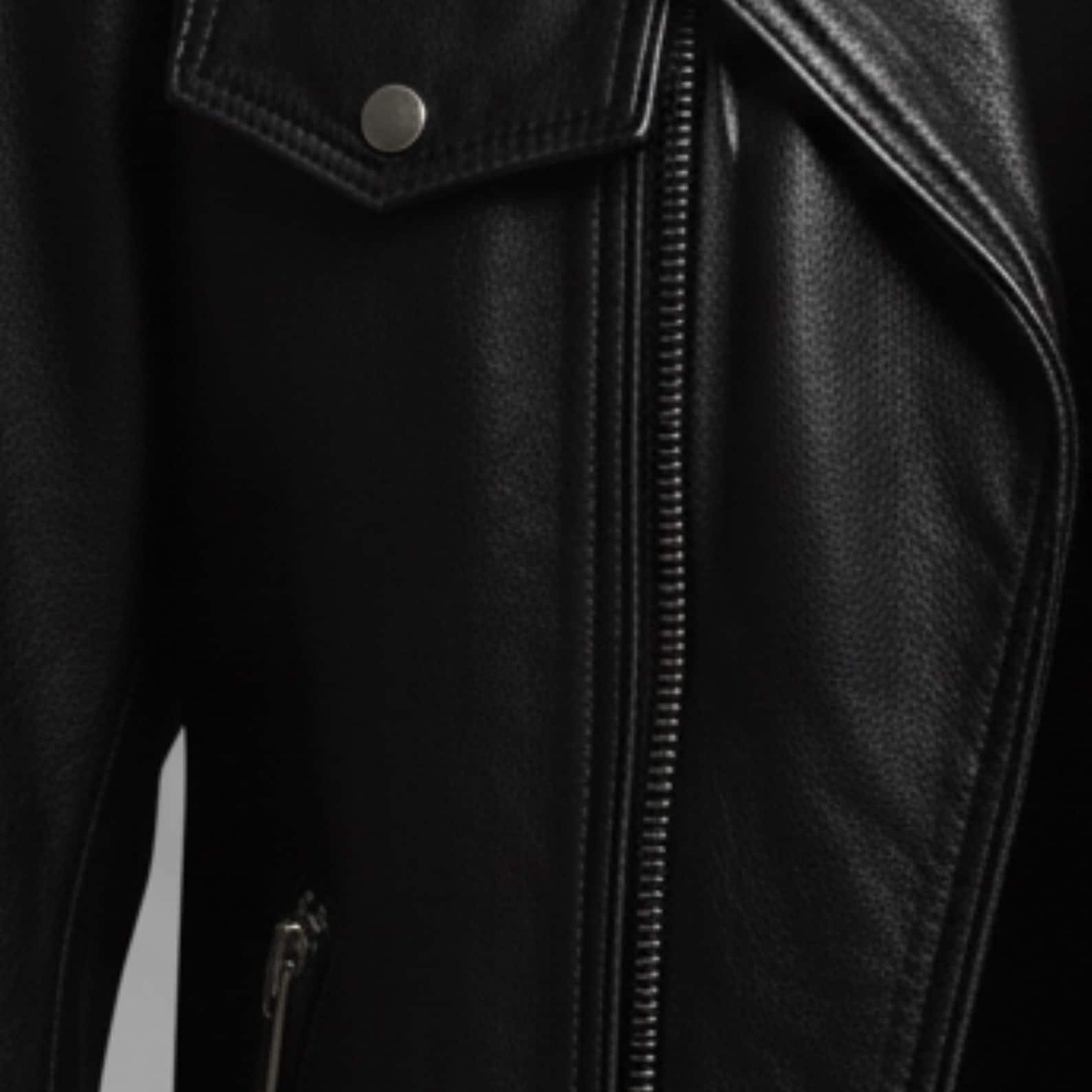 Men's Black Leather Biker Jacket – view 5