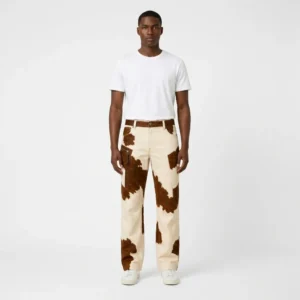 Men's Brown & White Cowhide Wide-Leg Pants – view 1