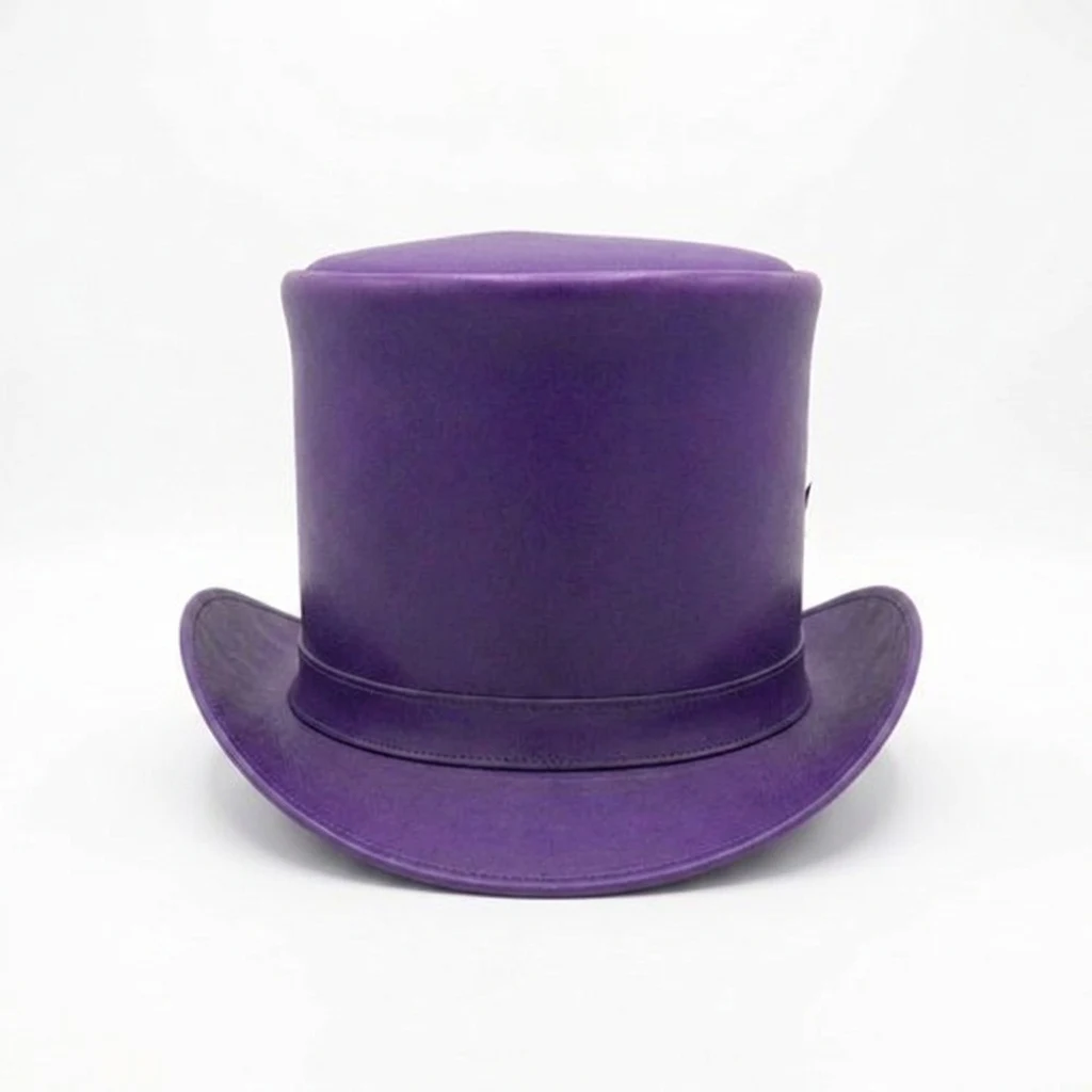 Purple Leather Top Hat with Feathers - view 5