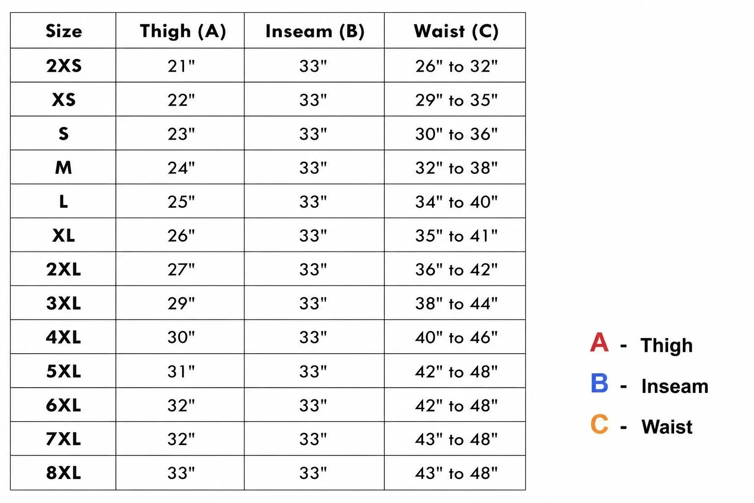 black and white cowhide pants size chart