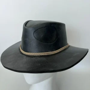 Black Distressed Leather Cowboy Hat - view 1